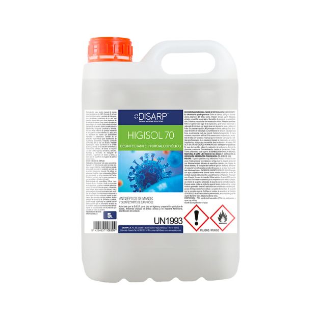 Solución higienizante hidroalcohólica (70 % VV de alcoholes, sin perfume y de rápida evaporación. Especialmente recomendado para personas que necesitan garantizar la higiene máxima de las manos, equipos o superficies sin la necesidad de aclarado.
